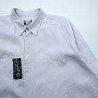 GOOUCH 90s Linen Shirt XL White Chest Pocket Big Size 100% Linen Deadstock Unused