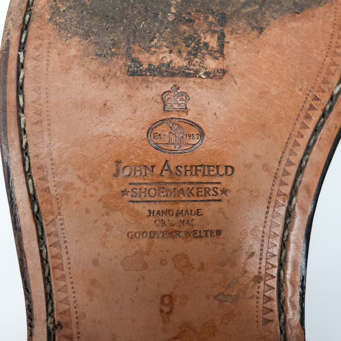 JOHN ASHFIELD Vチップ ペニーローファー 28cm ブラック グッドイヤーウェルト製法 HAND MADE ORIGINAL