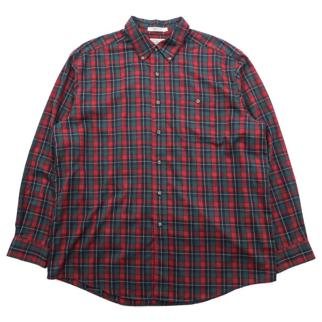 L.L.Bean Merino Wool Button-Down Shirt, Size L, Plaid, Chest Pocket, TRADITIONAL FIT, 285279, WRINKLE FREE