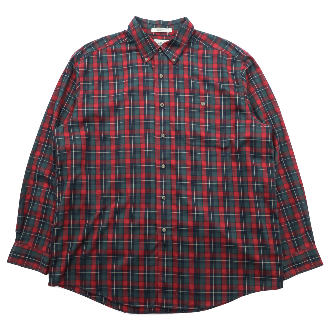 L.L.Bean Merino Wool Button-Down Shirt, Size L, Plaid, Chest Pocket, TRADITIONAL FIT, 285279, WRINKLE FREE