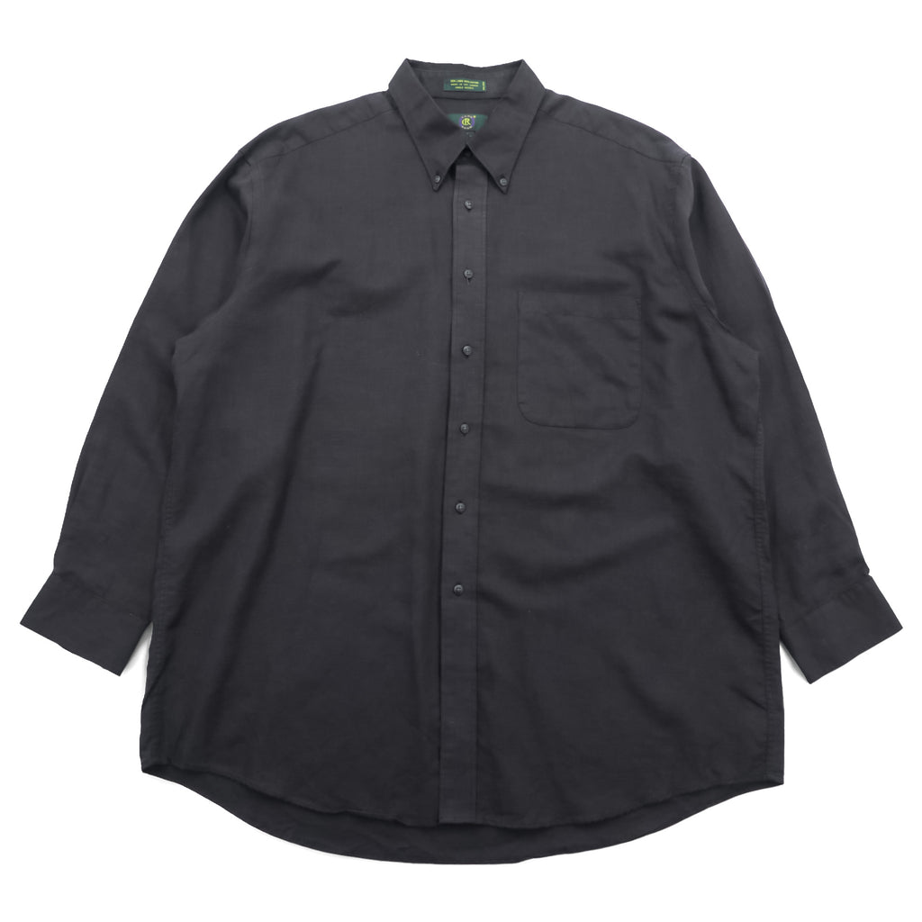 CLUB ROOM 90s Vintage Linen Button-Down Shirt L Black Oversized Chest Pocket