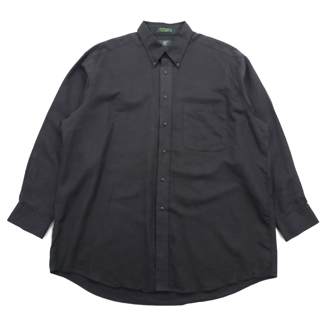 CLUB ROOM 90s Vintage Linen Button-Down Shirt L Black Oversized Chest Pocket