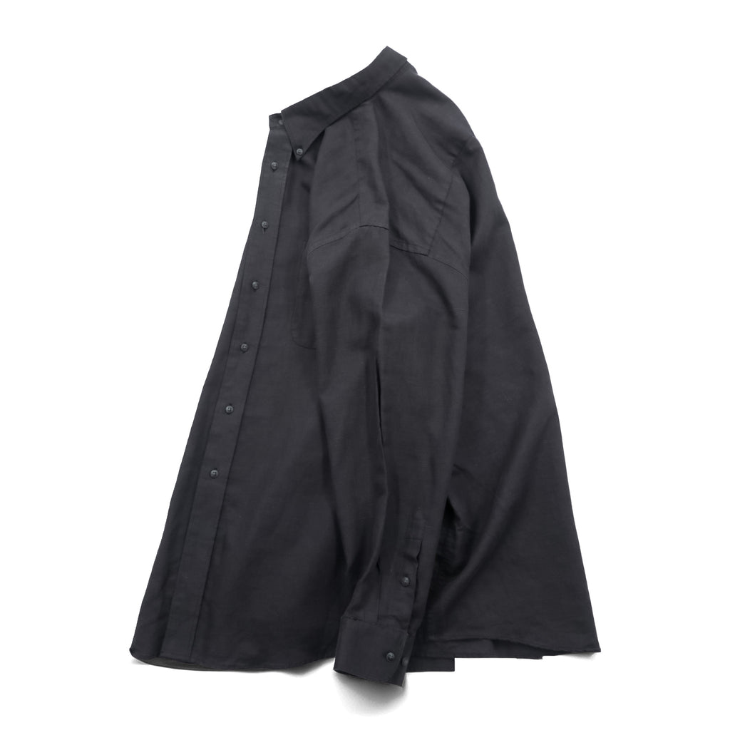 CLUB ROOM 90s Vintage Linen Button-Down Shirt L Black Oversized Chest Pocket