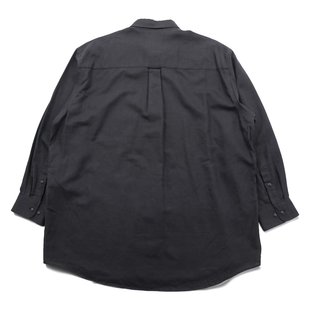 CLUB ROOM 90s Vintage Linen Button-Down Shirt L Black Oversized Chest Pocket