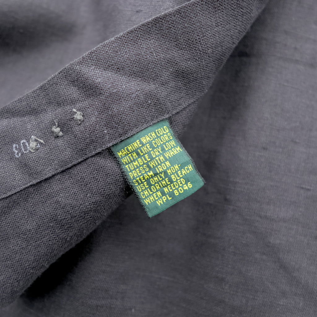 CLUB ROOM 90s Vintage Linen Button-Down Shirt L Black Oversized Chest Pocket