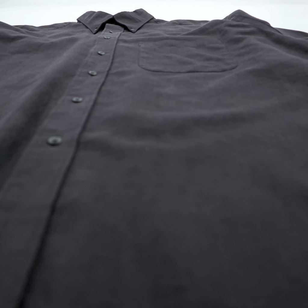 CLUB ROOM 90s Vintage Linen Button-Down Shirt L Black Oversized Chest Pocket