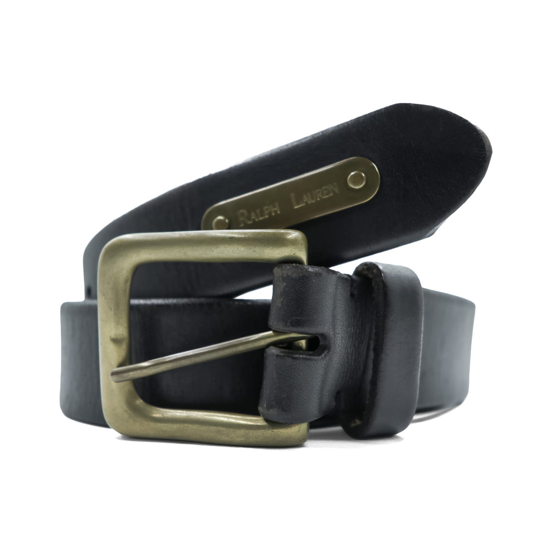 Ralph Lauren レザーベルト ブラック メタル ゴールド バックル 2223850-001