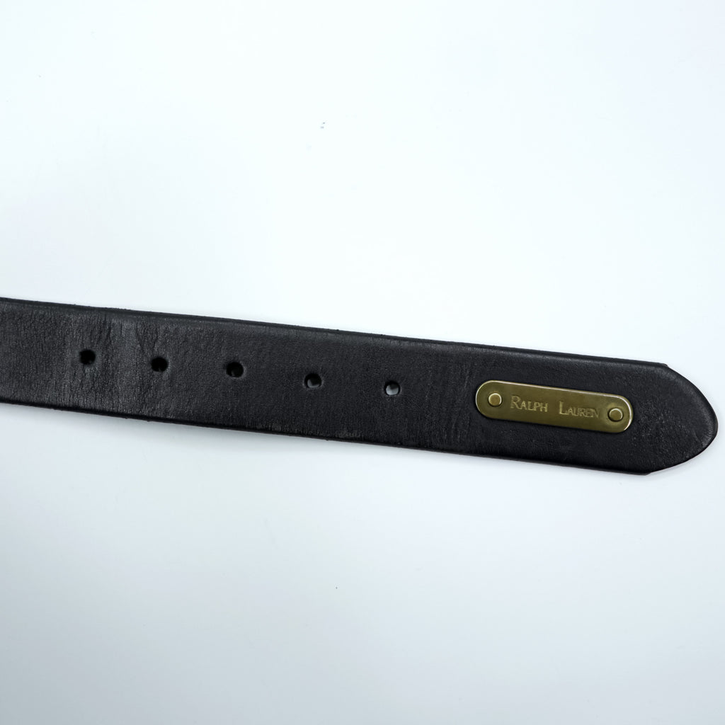 Ralph Lauren レザーベルト ブラック メタル ゴールド バックル 2223850-001