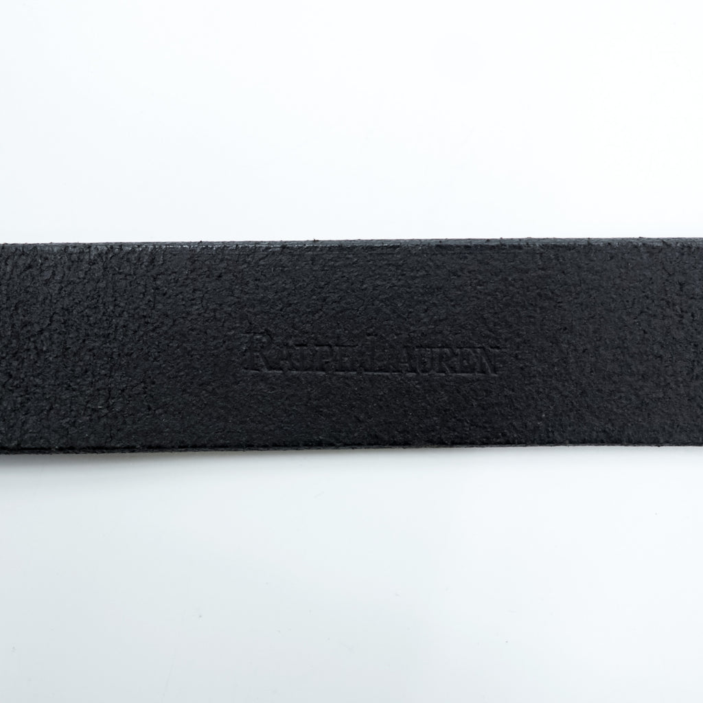Ralph Lauren レザーベルト ブラック メタル ゴールド バックル 2223850-001