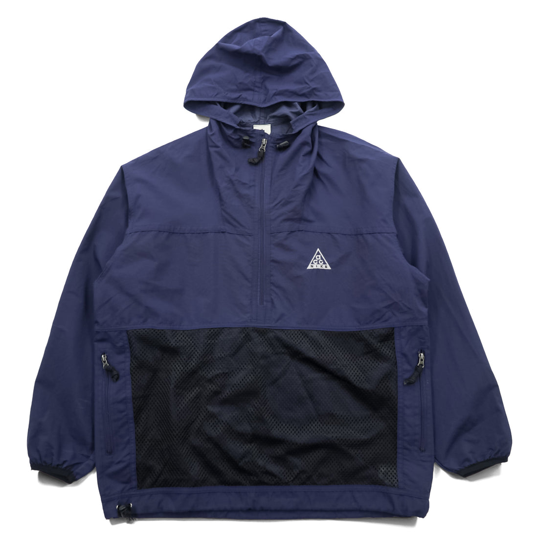 NIKE ACG 90年代 ハーフジップ アノラックパーカー ナイロンジャケット L ネイビー メッシュポケット ドローコード ビッグサイズ
