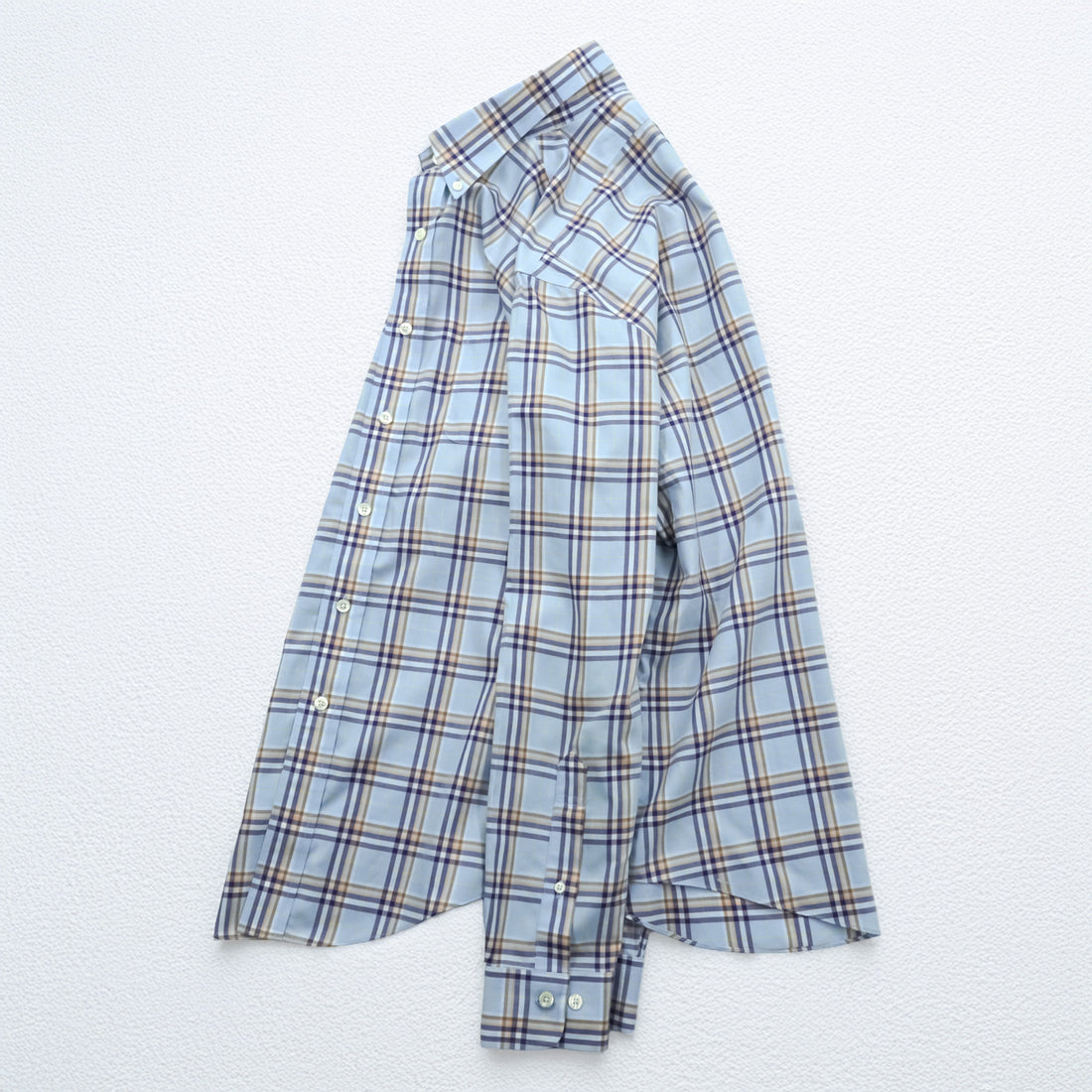 Brooks Brothers ボタンダウンシャツ M チェック ブルー コットン 胸ポケット ノンアイロン