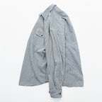 90s FIVE BROTHER Hickory Half-Zip Work Shirt Pullover XL and up White, Blue BY SAPKO INTERNATIONAL