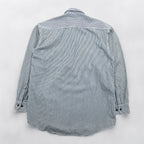 90s FIVE BROTHER Hickory Half-Zip Work Shirt Pullover XL and up White, Blue BY SAPKO INTERNATIONAL