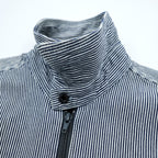 90s FIVE BROTHER Hickory Half-Zip Work Shirt Pullover XL and up White, Blue BY SAPKO INTERNATIONAL