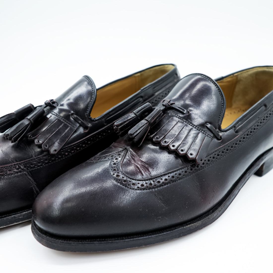 JOHNSTON&MURPHY フリンジ タッセル ローファー 28cm レザー 本革 ウィングチップ バーガンディー  08609