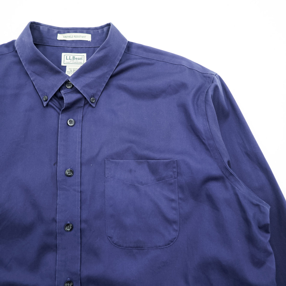 L.L.Bean button-down shirt, size XL and up, navy, item number 264077, WRINKLE RESISTANT.