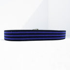 Polo Ralph Lauren レザー 伸縮 リボンベルト ストライプ ブルー 真鍮 ゴールド バックル