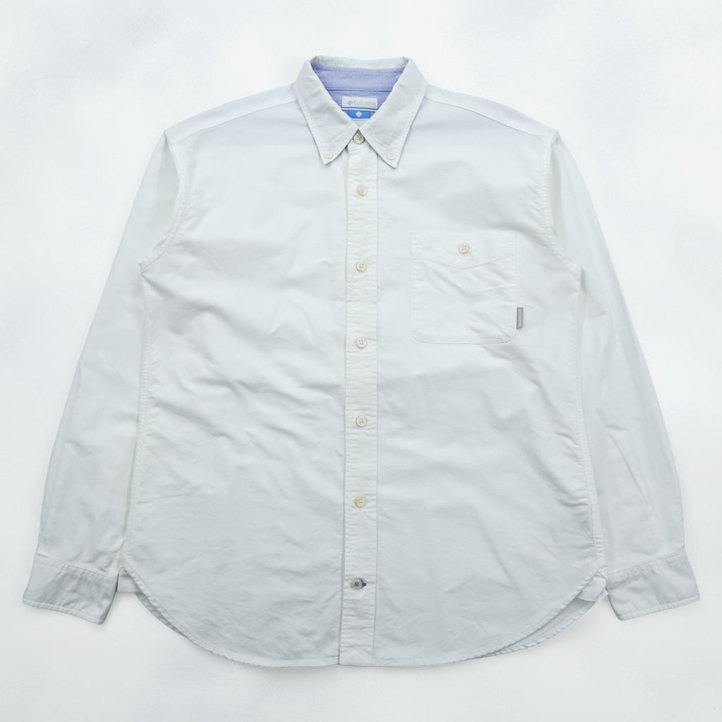 Columbia Oxford Button-Down Shirt Troy Hill Long Sleeve Shirt L White PM7836
