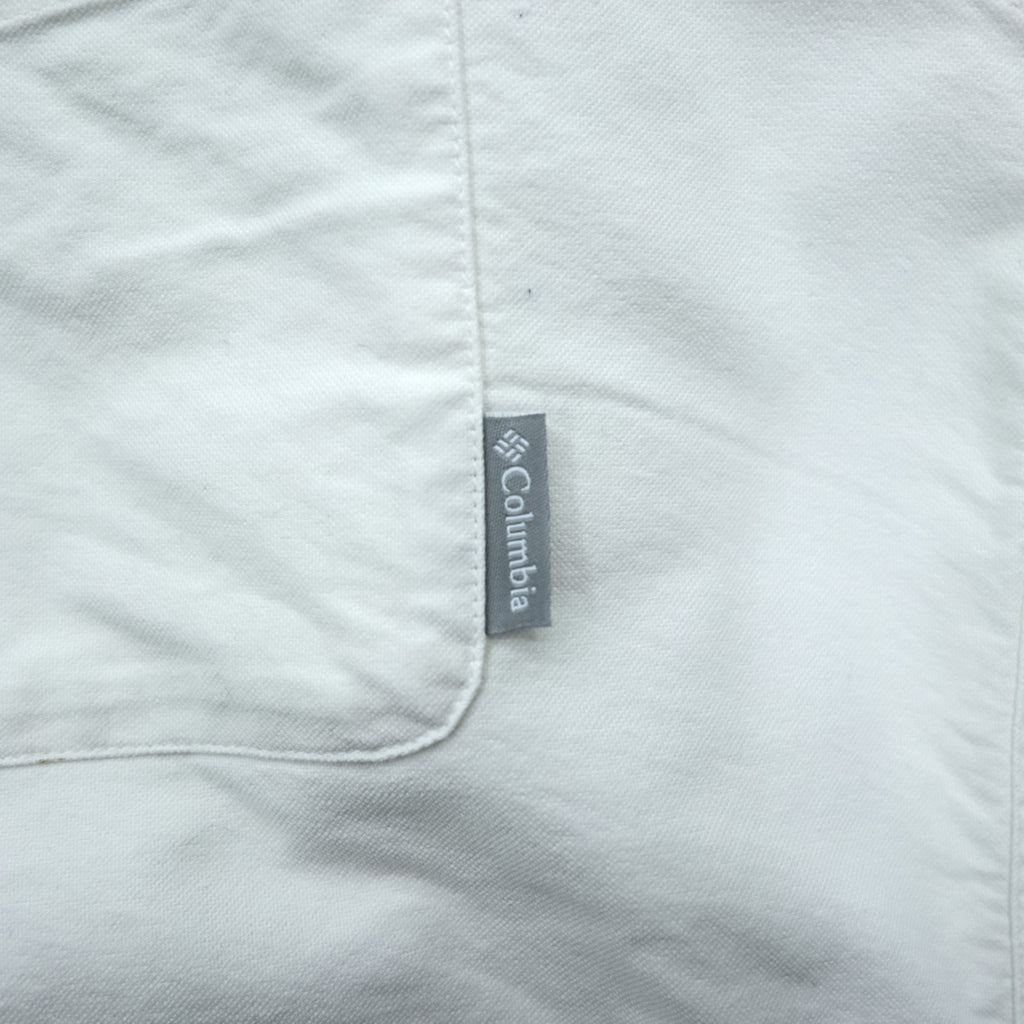 Columbia Oxford Button-Down Shirt Troy Hill Long Sleeve Shirt L White PM7836
