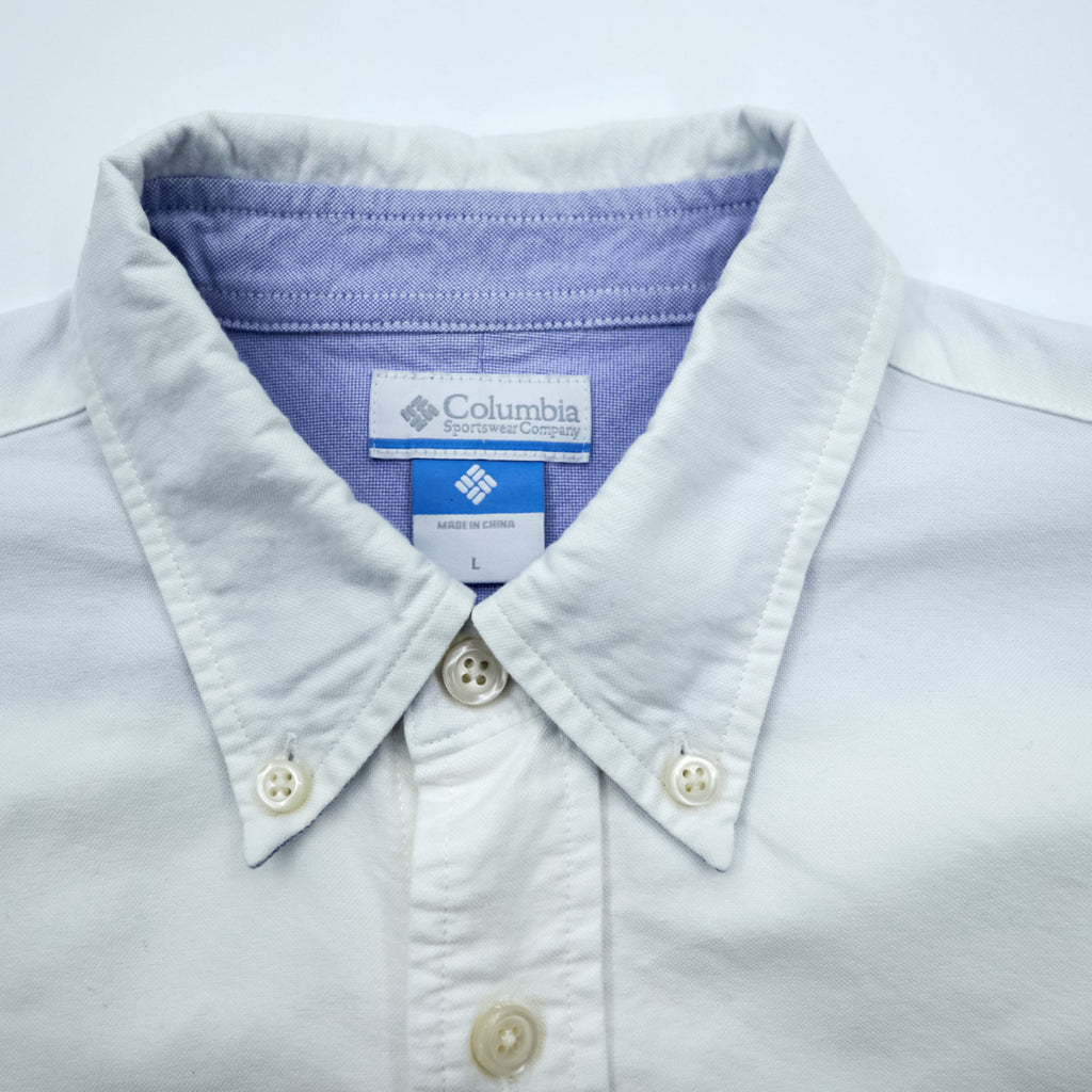 Columbia Oxford Button-Down Shirt Troy Hill Long Sleeve Shirt L White PM7836