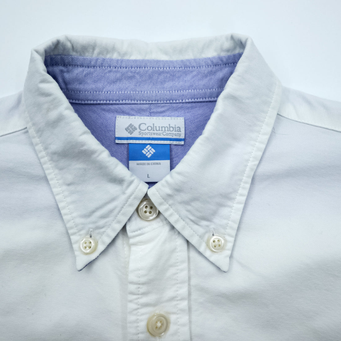 Columbia Oxford Button-Down Shirt Troy Hill Long Sleeve Shirt L White PM7836