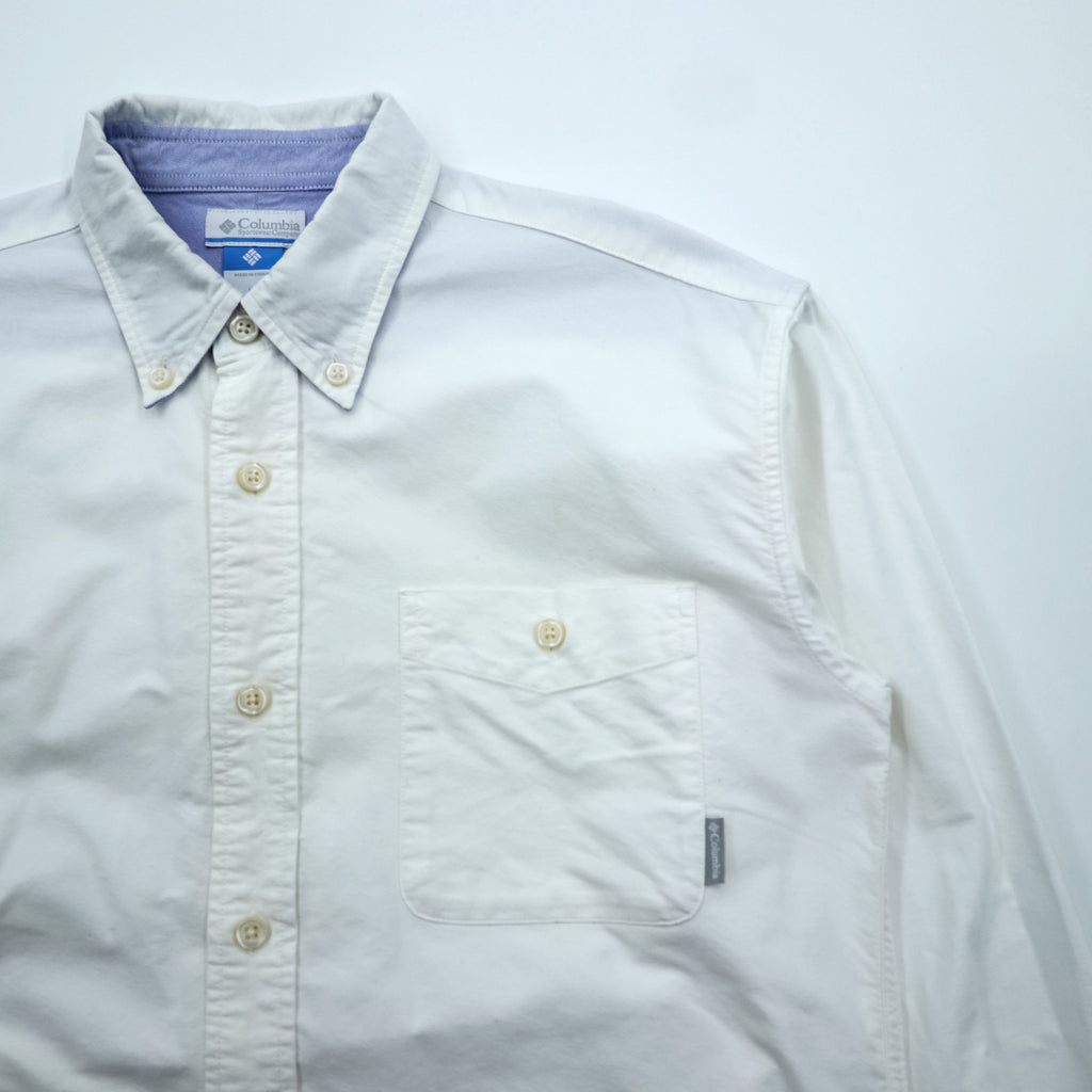 Columbia Oxford Button-Down Shirt Troy Hill Long Sleeve Shirt L White PM7836