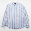 Vintage Linen Shirt, Size XL and up, Striped Blue, CLUB Faconnable, French Design