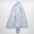Vintage Linen Shirt, Size XL and up, Striped Blue, CLUB Faconnable, French Design