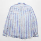 Vintage Linen Shirt, Size XL and up, Striped Blue, CLUB Faconnable, French Design