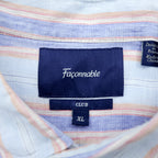 Vintage Linen Shirt, Size XL and up, Striped Blue, CLUB Faconnable, French Design