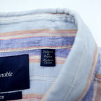 Vintage Linen Shirt, Size XL and up, Striped Blue, CLUB Faconnable, French Design