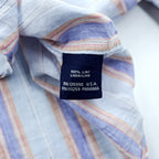 Vintage Linen Shirt, Size XL and up, Striped Blue, CLUB Faconnable, French Design