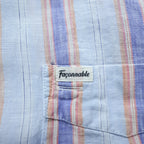 Vintage Linen Shirt, Size XL and up, Striped Blue, CLUB Faconnable, French Design