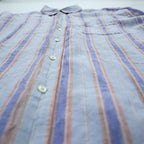 Vintage Linen Shirt, Size XL and up, Striped Blue, CLUB Faconnable, French Design