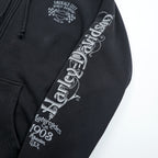 HARLEY DAVIDSON ジップパーカー L ブラック スリーブ プリント バックロゴ Bravado製 EMERALD CITY