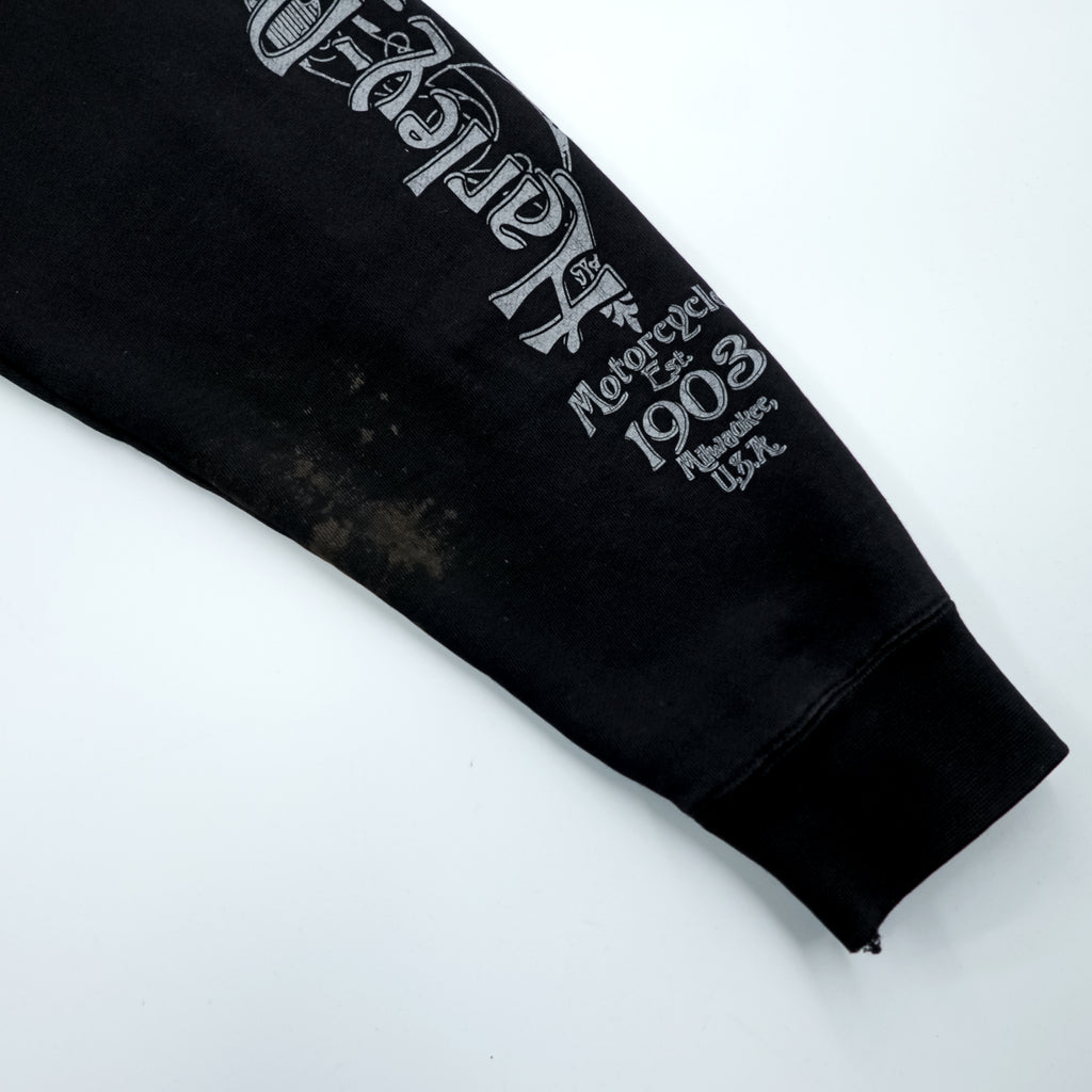 HARLEY DAVIDSON ジップパーカー L ブラック スリーブ プリント バックロゴ Bravado製 EMERALD CITY