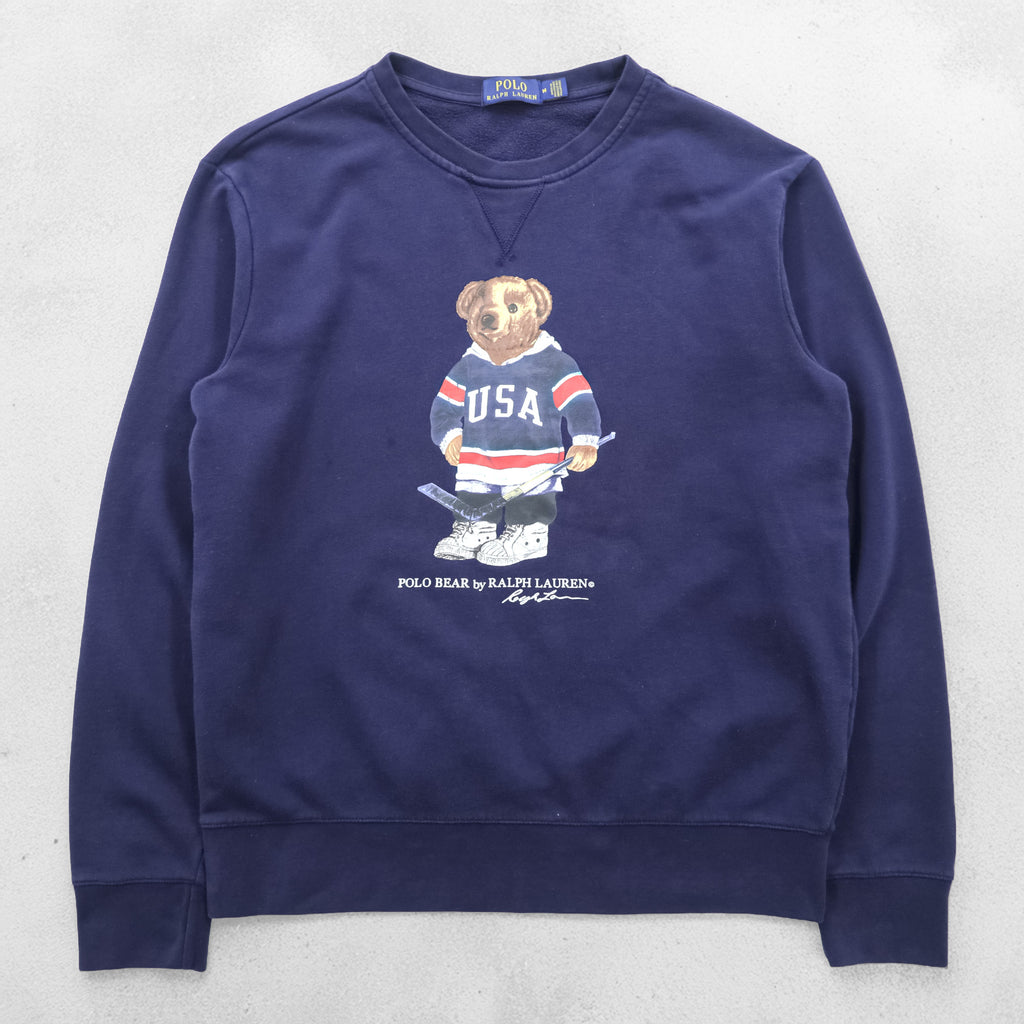 Polo Ralph Lauren Polo Bear Sweatshirt, Size M, Navy, Front V-neck
