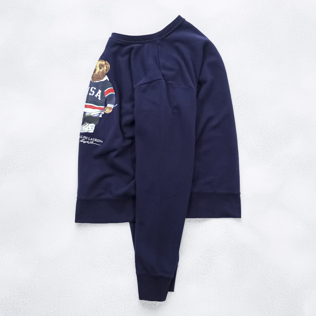 Polo Ralph Lauren Polo Bear Sweatshirt, Size M, Navy, Front V-neck