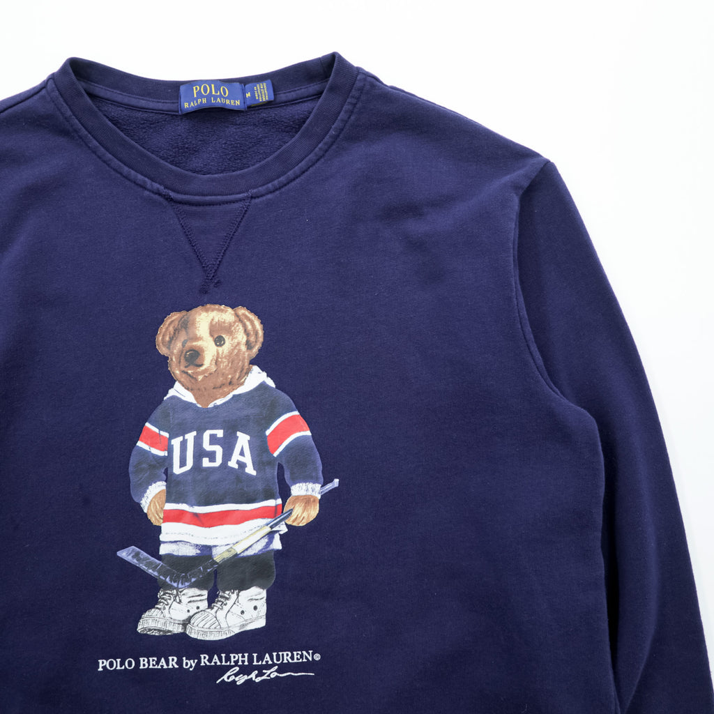 Polo Ralph Lauren Polo Bear Sweatshirt, Size M, Navy, Front V-neck