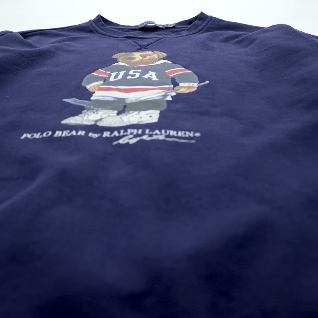 Polo Ralph Lauren Polo Bear Sweatshirt, Size M, Navy, Front V-neck