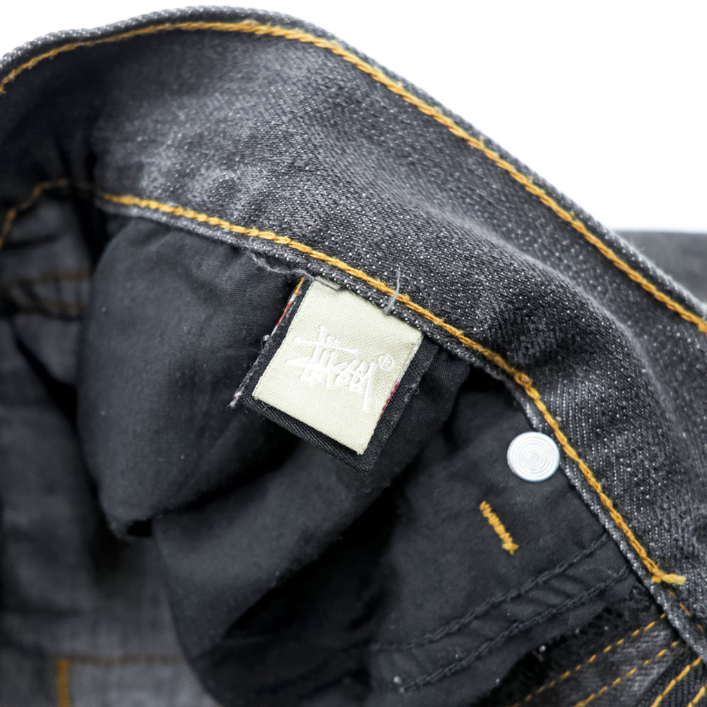 STUSSY デニムパンツ ジーンズ M ブラック ストレート ROUGH & RUGGED DENIM