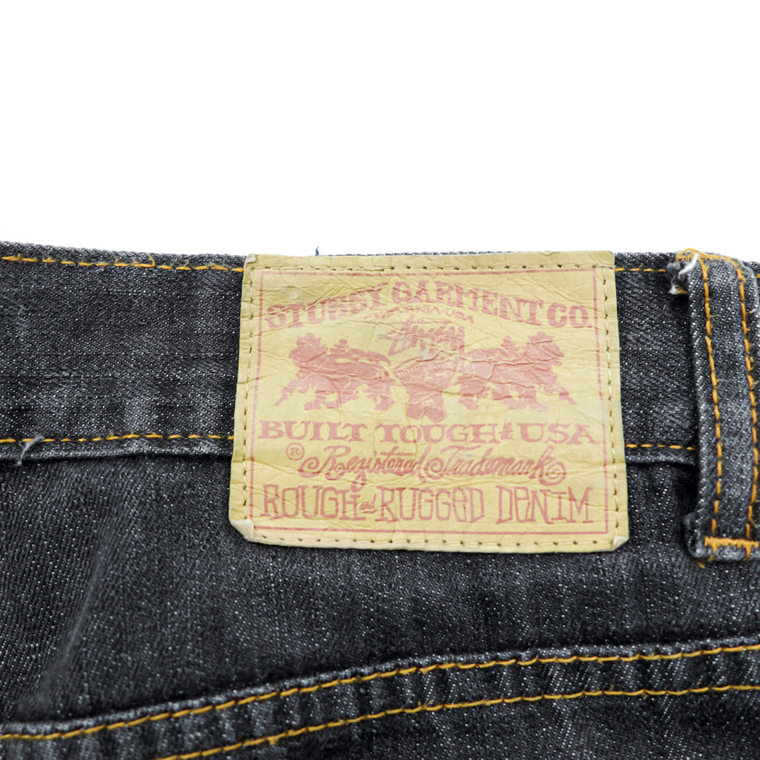 STUSSY デニムパンツ ジーンズ M ブラック ストレート ROUGH & RUGGED DENIM