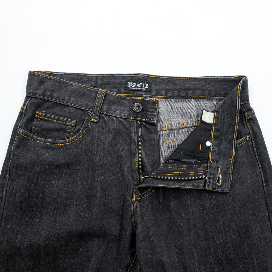 STUSSY デニムパンツ ジーンズ M ブラック ストレート ROUGH & RUGGED DENIM