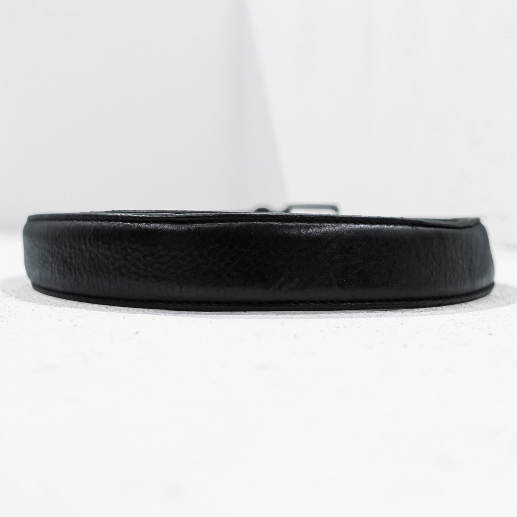 Polo Ralph Lauren 日本製 レザーベルト L～XL ブラック シルバー バックル メタル