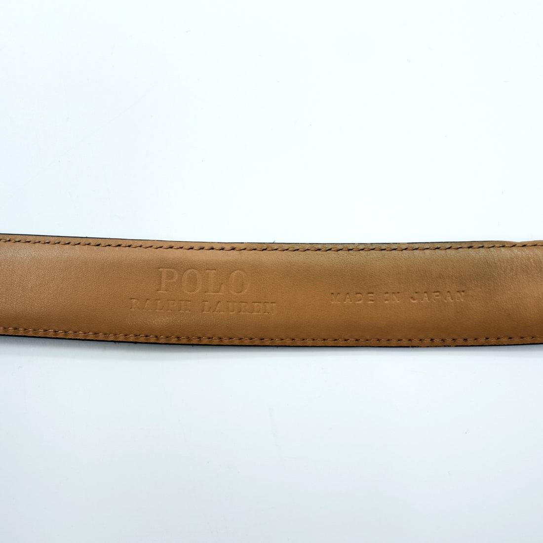 Polo Ralph Lauren 日本製 レザーベルト L～XL ブラック シルバー バックル メタル