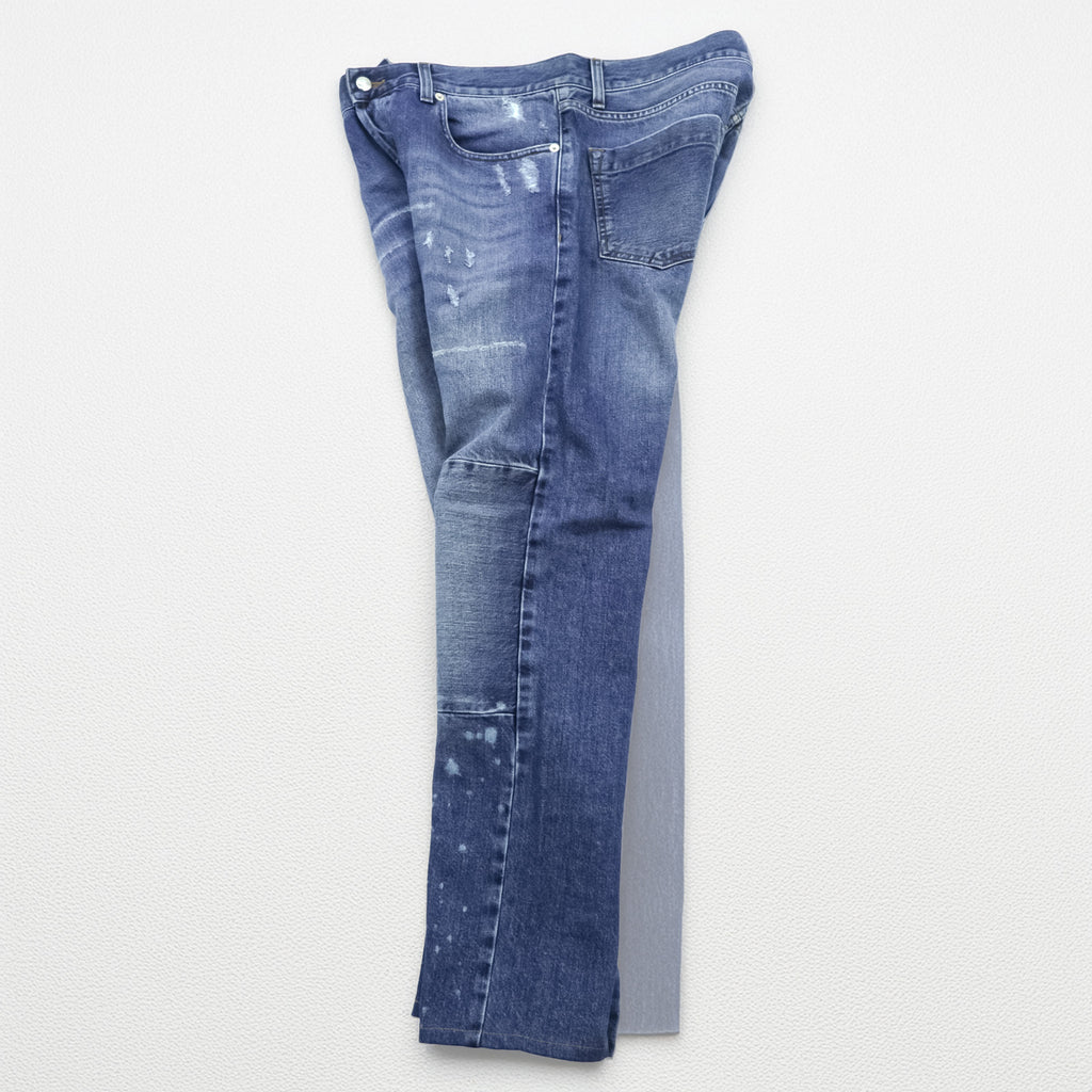 Alexander McQueen Italian-made distressed denim jeans, size L, blue, skinny fit.