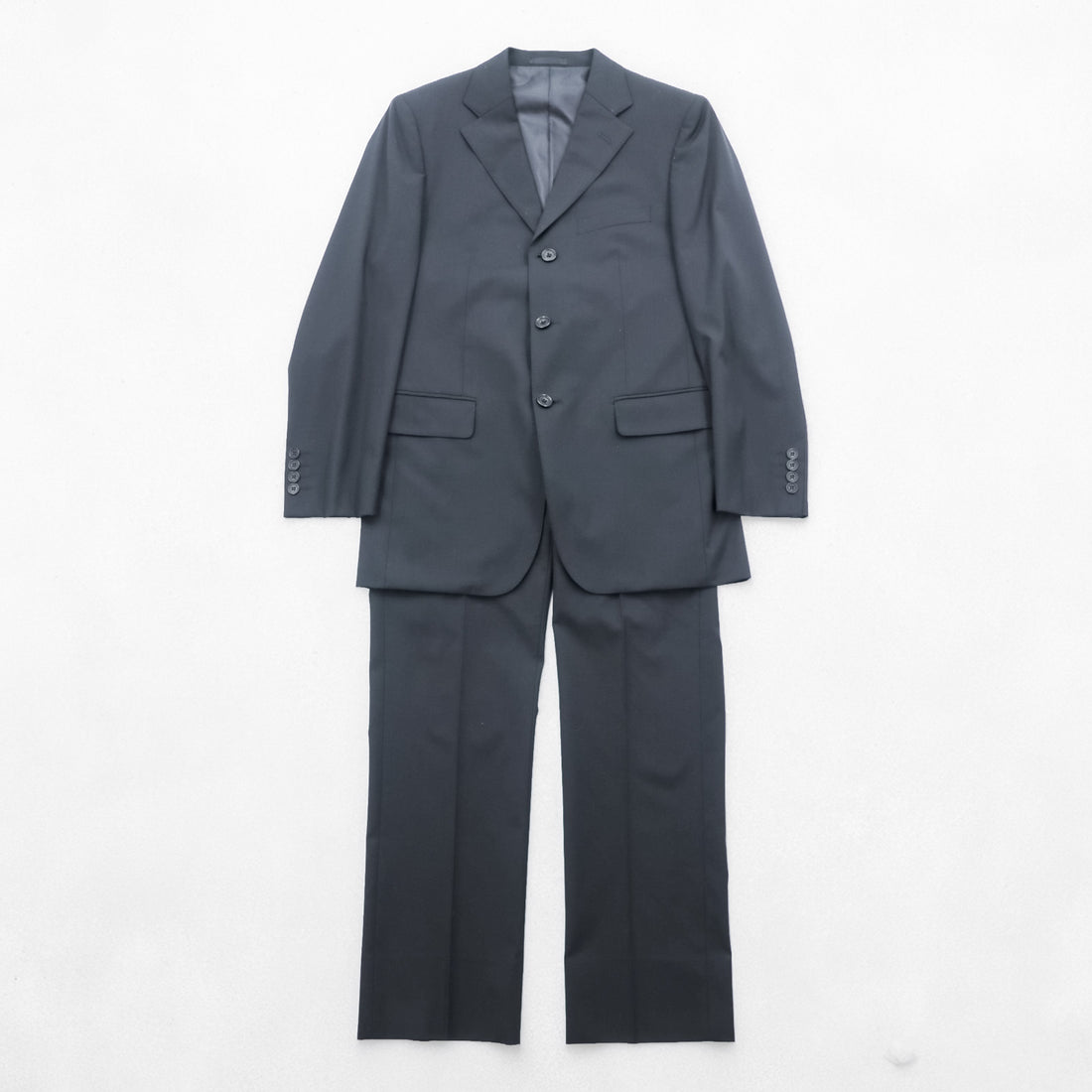 BURBERRY BLACK LABEL 日本製 3B セットアップ スーツ M ブラック 羊毛 ラムウール センタープレス BMD11-206-09