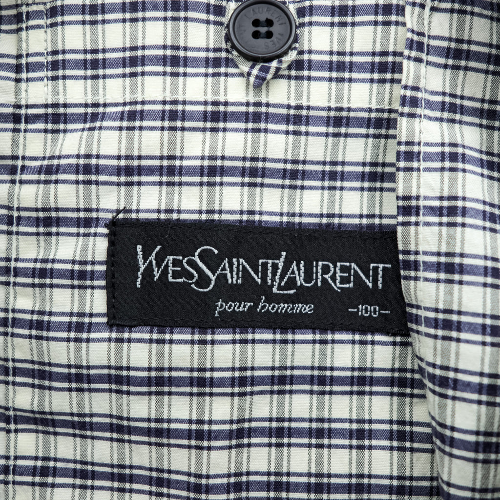 YVES SAINT LAURENT 90年代 ヴィンテージ ジップアップ ブルゾン ボンバージャケット L チェック pour homme YSL オールド