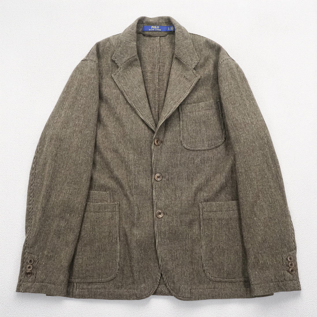 Polo Ralph Lauren ツイード 3B カジュアル テーラードジャケット ブレザー L ブラウン パッチポケット