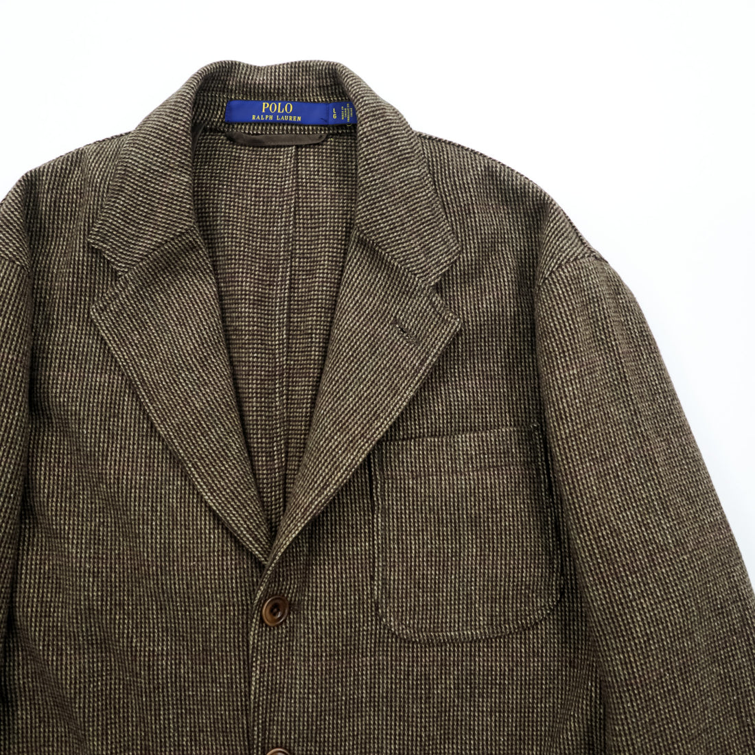 Polo Ralph Lauren ツイード 3B カジュアル テーラードジャケット ブレザー L ブラウン パッチポケット